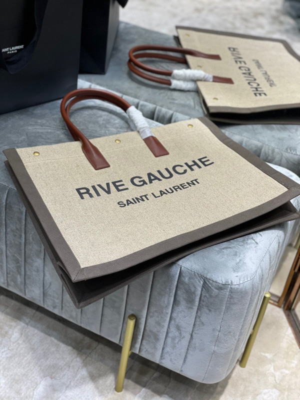 Y*L rive gauche tote bag in linen and leather