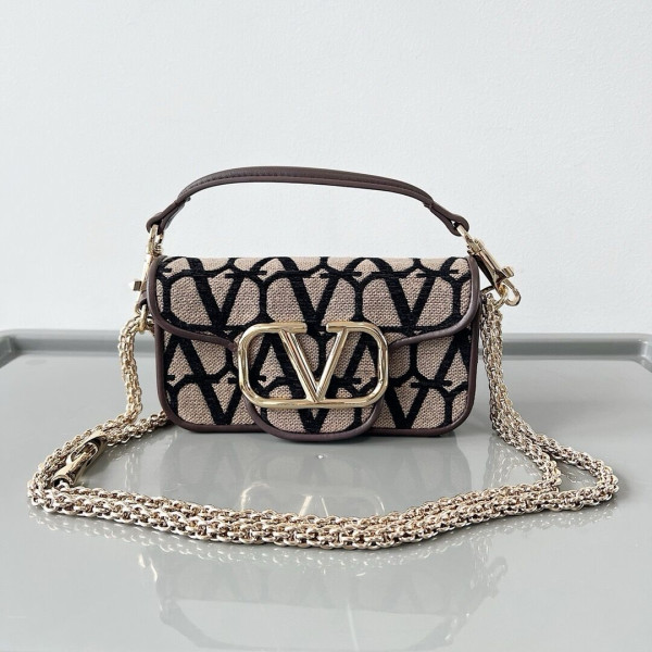 VALENTINO SMALL LOCÒ TOILE ICONOGRAPHE SHOULDER BAG